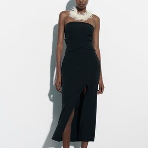 Zara black midi dress with slit